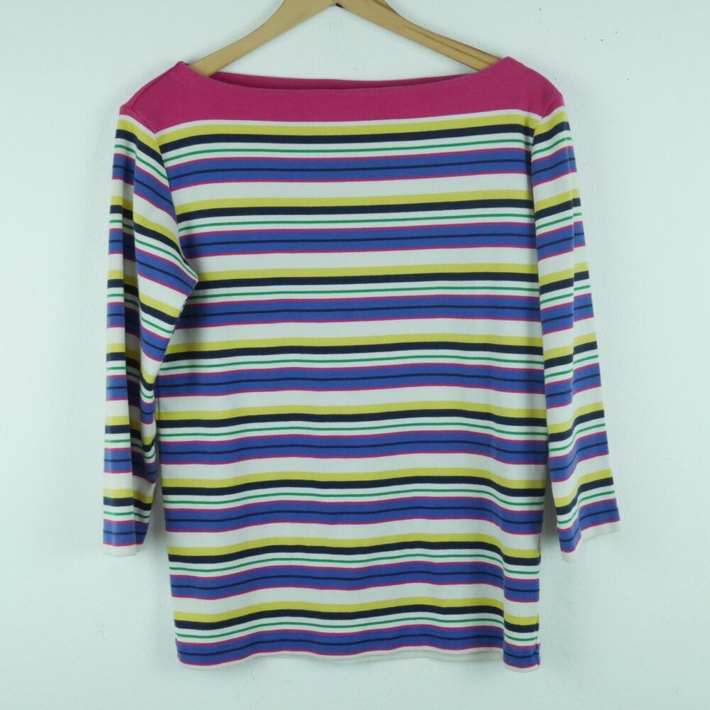 Ralph Lauren XL Top Boatneck Striped Nautical Preppy Multicolor Country Club Y2K